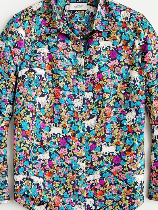 J. Crew Tops - NWT J. Crew Collection Silk Twill Shirt in Grazing Goats Print size 4